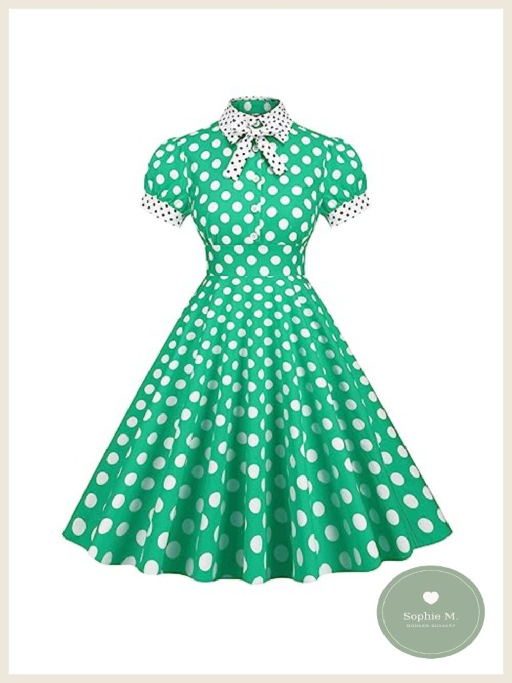 Women's Vintage 1950s Peter Pan Collar Swing Dress Short Sleeve A-Line Cocktail